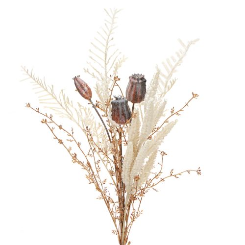 Artikel Valmuekapsler dekoration tørrede blomster kunstig bregne creme 63cm