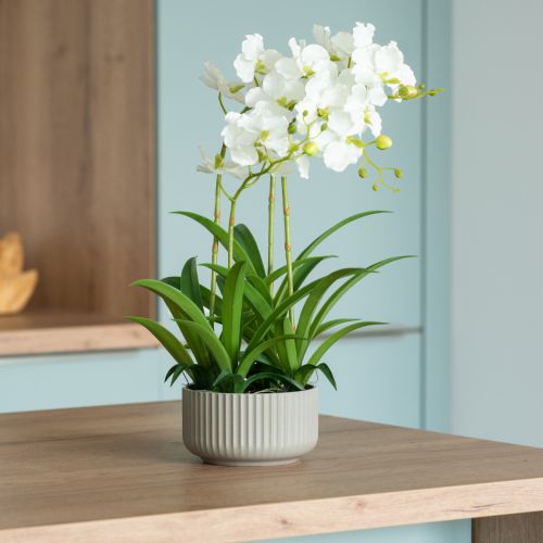 Kunstige orkideer kunstige blomster i en potte hvid 60cm