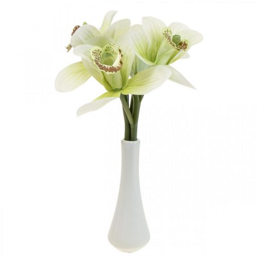 Kunstige orkideer kunstige blomster i vase hvid/grøn 28cm