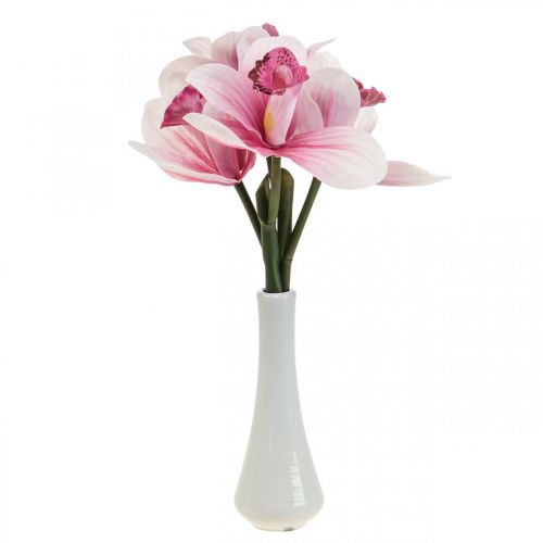 Kunstige orkideer kunstige blomster i vase hvid/pink 28cm