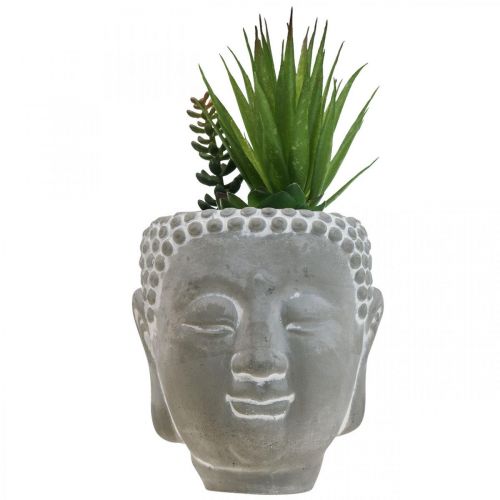 Kunstig sukkulent urtepotte Buddha Ø12cm H25cm