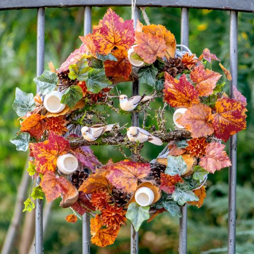Artikel Kunstige Vinblade Rød Orange Grøn Kunstige Planter 63cm 3stk