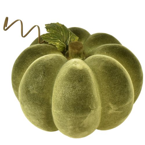 Floristik24 Græskar dekoration flocked 20cm græskar grøn fløjl look 2 stk