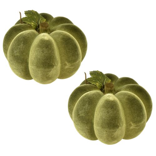 Artikel Græskar dekoration flocked 20cm græskar grøn fløjl look 2 stk