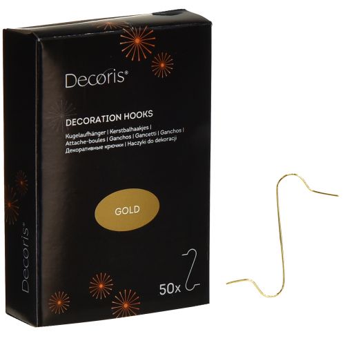 Gyldne dekorationskroge kuglebøjler - elegante bøjler til julekugler og festlig dekoration - 50 stk.