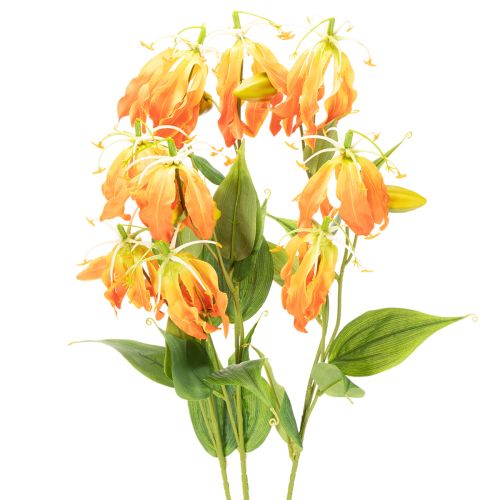 Kunstig Gloriosa orange blomst med lange stilke til vaser 80 cm 3 stk.