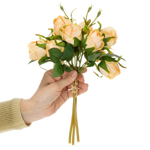 Artikel Kunstig blomsterrosebuket, realistisk dekoration til opholdsrum, 31 cm, 3 stk.