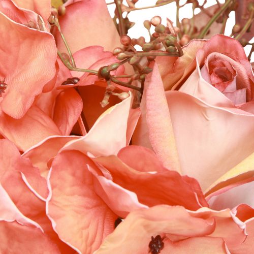 Artikel Kunstig blomsterbuket hortensia rose eucalyptus L33cm