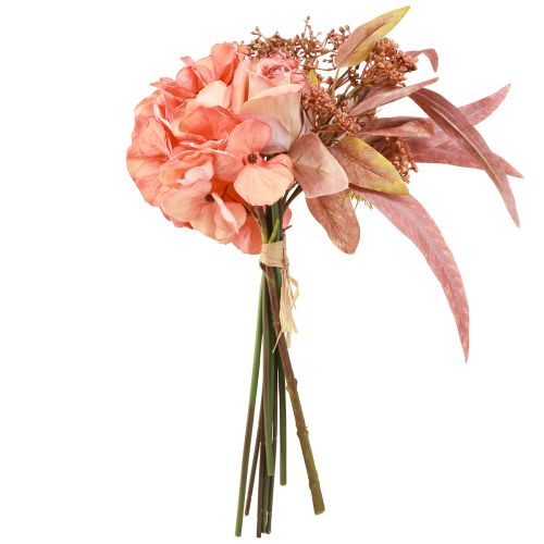 Artikel Kunstig blomsterbuket hortensia rose eucalyptus L33cm
