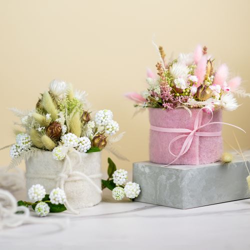 Artikel Kunstig blomsterbuket silkeblomster bærgren hvid 48cm