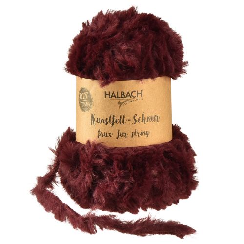 Floristik24 Imiteret pelssnor, fluffy dekorativ ledning, bordeaux, 50g, 30m