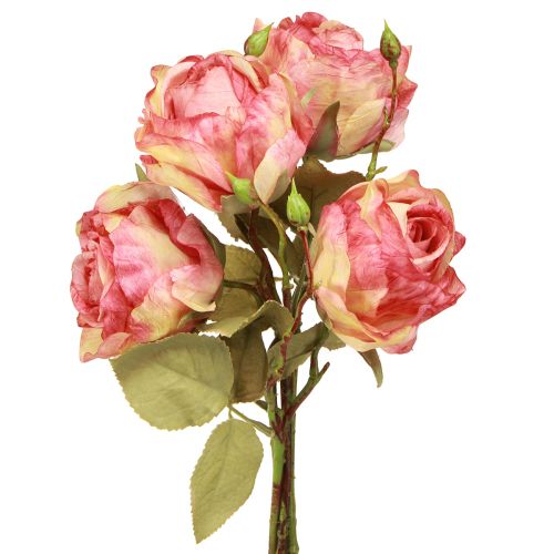 Artikel Kunstige roser lyserøde dekorative roser med knopper L44cm 4 stk