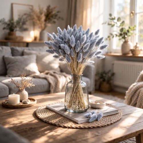 Artikel Tørret Lagurus (Harehalegræs) Grå til tørrede blomsterbuketter 60 cm 75 g