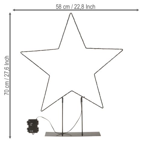 Artikel LED-stjerne stående 150 Micro LED varm hvid metal Ø58cm