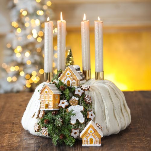 Floristik24 Lyshus LED honningkagehus brun hvid H8/10cm 4stk