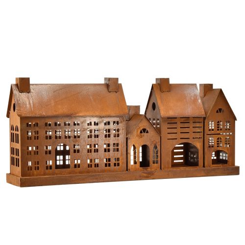 Floristik24 Vintage metal lyshuse i rust design – 80x15x35 cm – stemningsfuld juledekoration