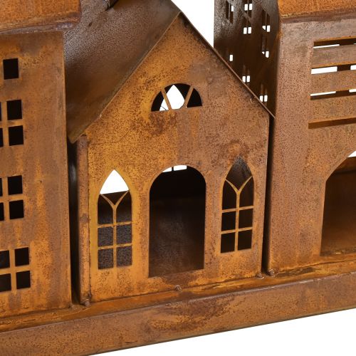 Floristik24 Vintage metal lyshuse i rust design – 80x15x35 cm – stemningsfuld juledekoration