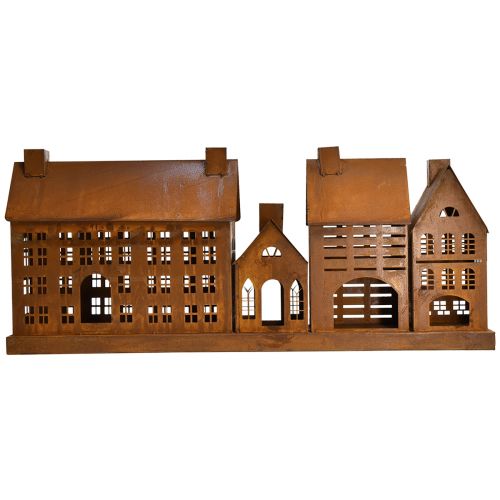Floristik24 Vintage metal lyshuse i rust design – 80x15x35 cm – stemningsfuld juledekoration