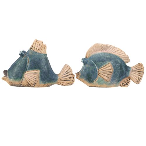 Artikel Maritim dekoration fisk blå keramik dekoration assorteret 19/17cm 2 stk