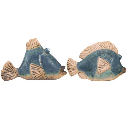 Artikel Maritim dekoration fisk blå keramik dekoration assorteret 19/17cm 2 stk