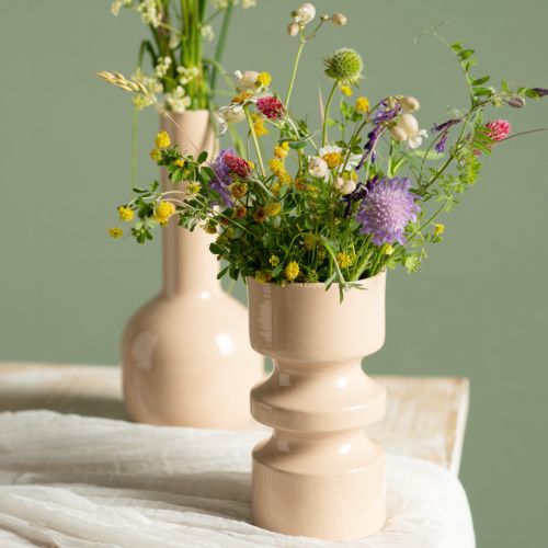 Artikel Metal blomstervase cappuccino brun emalje Ø9cm H17,5cm