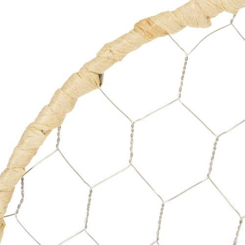 Artikel Boho metal dekorativ ring, sølv, Ø28 cm med naturlig raffia, sæt med 4 - hængende dekoration, vægdekoration