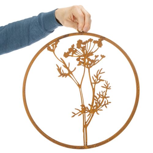 Metalring, rustent metal, dekorativ ring, vægdekoration, dildkvist, Ø38 cm | Floristik24.dk