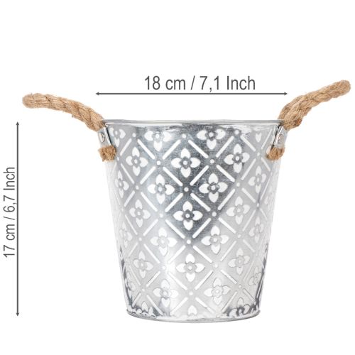 Metalplantepotte, urtepotte med håndtag, plantepotte med blomstermønster Ø18cm | Floristik24.dk
