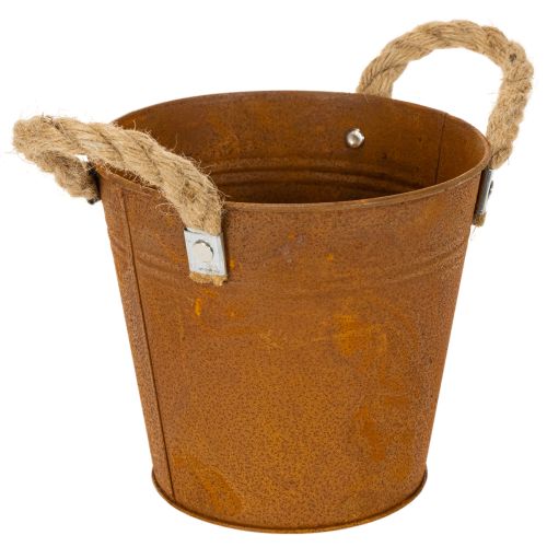 Metalpotte med håndtag, urtepotte, rustdekoration Ø16,5 cm H15 cm købe | Floristik24.dk