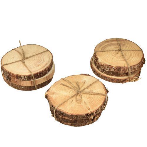 Artikel Mini træskive med bark naturtræ dekoration Ø8-9cm 9stk