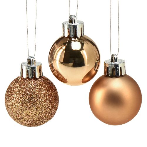 Floristik24 Mini juletræskugler bronze brudsikre Ø3cm H3,5cm 14stk