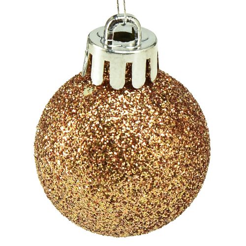 Artikel Mini juletræskugler bronze brudsikre Ø3cm H3,5cm 14stk