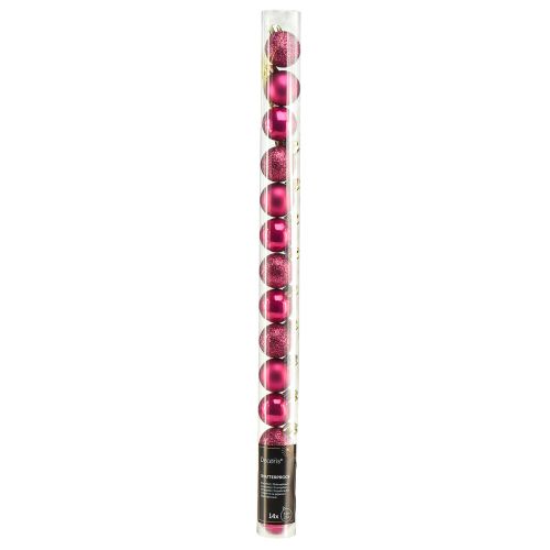 Artikel Mini juletræskugler pink brudsikre Ø3cm H3,5cm 14 stk