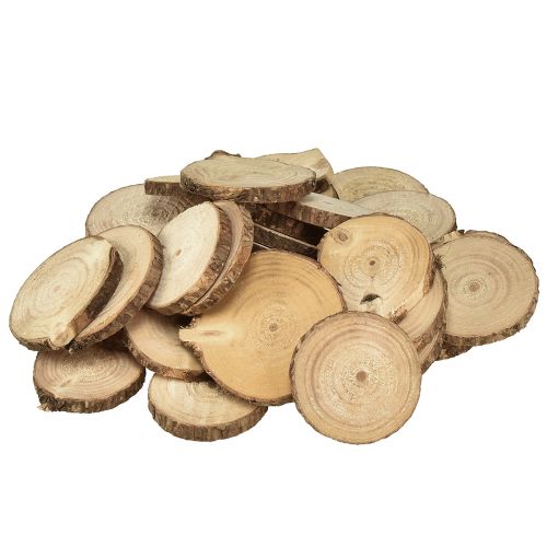 Artikel Mini træskiver dekorative træskiver natur Ø3-6cm 600g