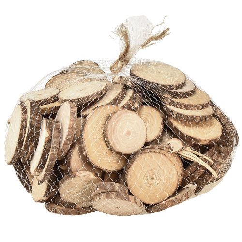 Artikel Mini træskiver dekorative træskiver natur Ø3-6cm 600g