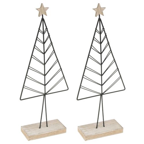 Floristik24 Mini juletræ metal træ sort natur 28cm 2stk