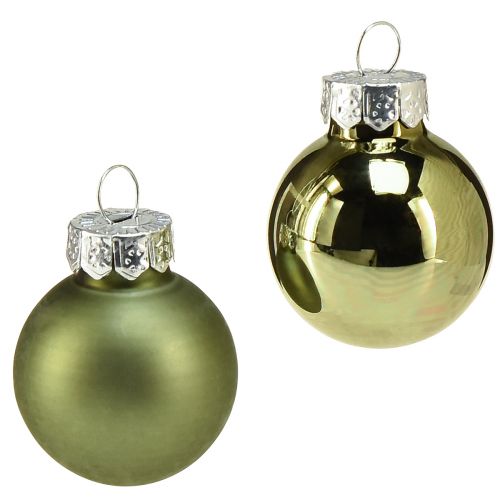 Mini juletræskugler glasgrøn mix Ø2,5cm 22 stk