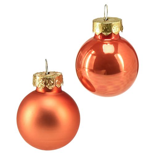 Mini julekugler glas orange græskar Ø2,5cm 22 stk