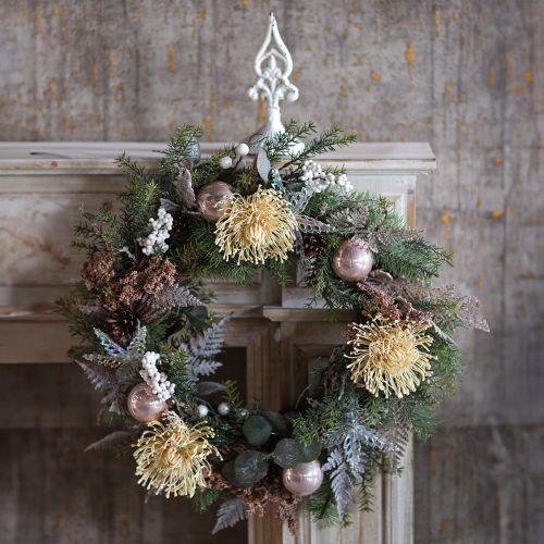 Artikel Nålepude kunstige blomster eksotiske Protea Leucospermum creme 73cm 3 stk.