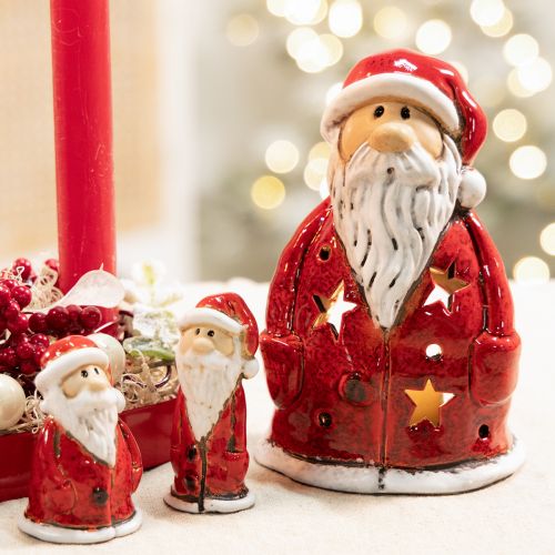 Julemandens dekorative figur som fyrfadsstage med stjerner, borddekoration, 15 cm | Floristik24.dk