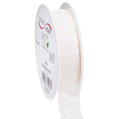 Artikel Organza bånd blomster gave bånd creme 25mm 18m