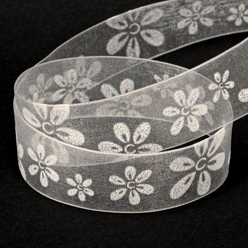 Artikel Organza bånd blomster gave bånd creme 25mm 18m