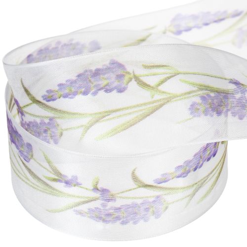 Artikel Organzabånd, chiffonbånd, dekorativt bånd, lavendel, 40 mm, 20 m