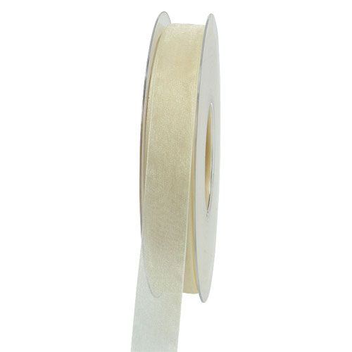 Organza bånd med selvkant 1,5 cm 50m creme