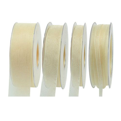 Artikel Organza bånd med selvage 50m creme
