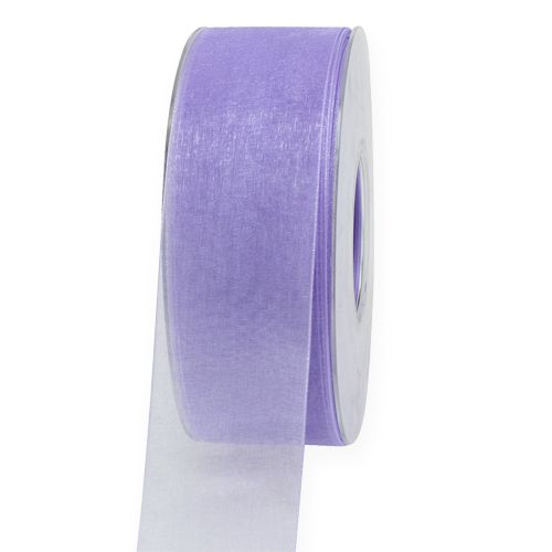 Floristik24 Organza bånd med selvkant 40mm 50m lys lilla
