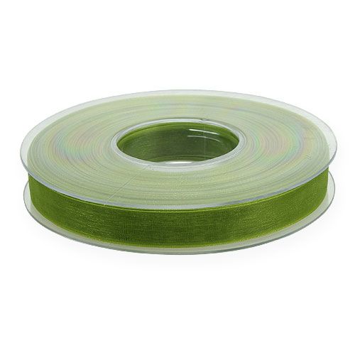 Artikel Organza bånd grønt gavebånd vævet kant olivengrøn 15mm 50m