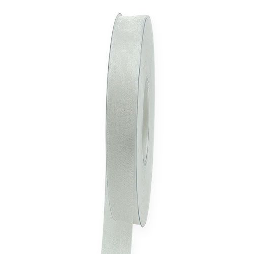 Floristik24 Organza bånd gavebånd hvidt bånd selvkant 15mm 50m hvid