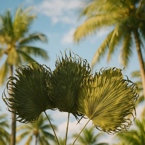 Artikel Palmebladsdekoration til eksotiske arrangementer og bordpynt, 5 stk.