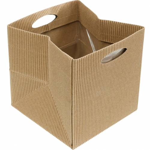 Floristik24 Papirpose 12cm brun, creme, beige plantegavepose 12 stk
